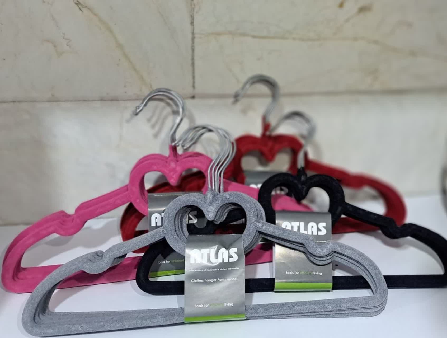 چوب لباسی روکش مخمل Atlas بسته سه عددی