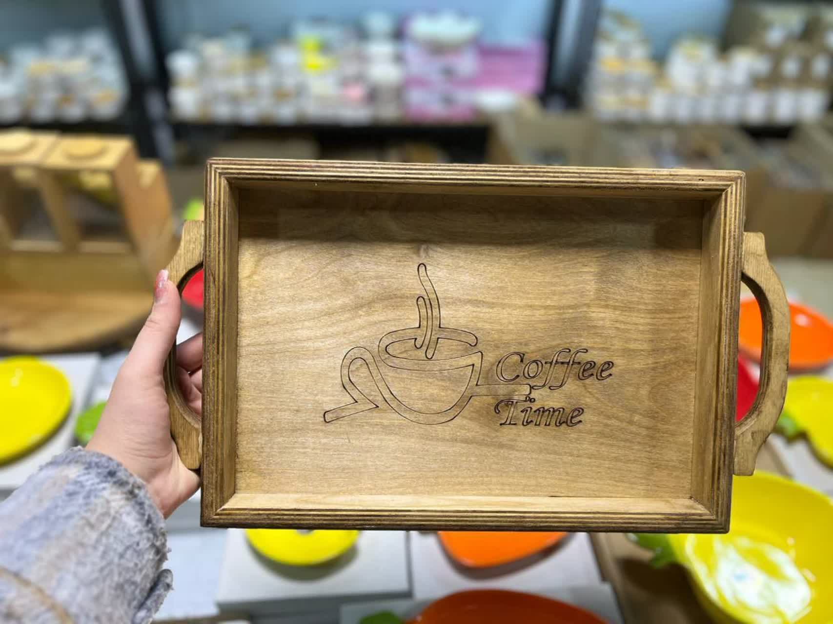 سینی طرح‌دار چوبی